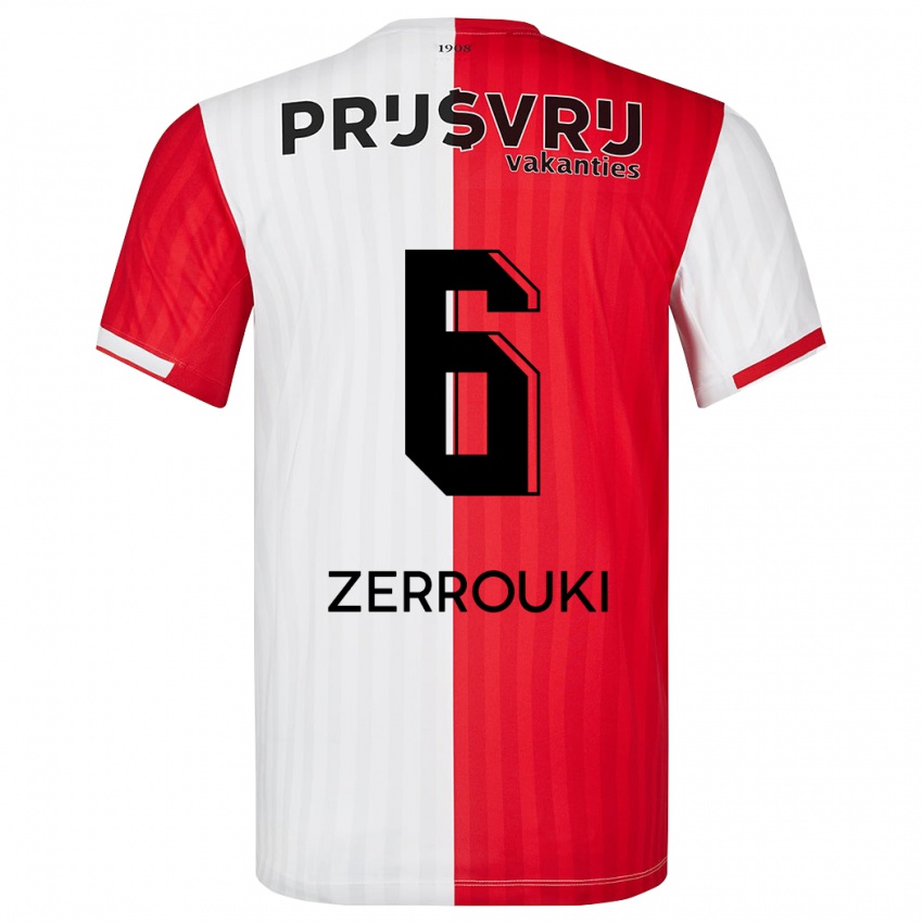 Homem Camisola Ramiz Zerrouki #6 Vermelho Branco Principal 2023/24 Camisa