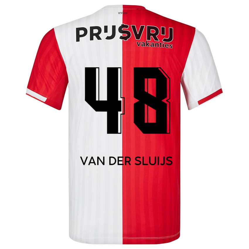 Homem Camisola Joep Van Der Sluijs #48 Vermelho Branco Principal 2023/24 Camisa