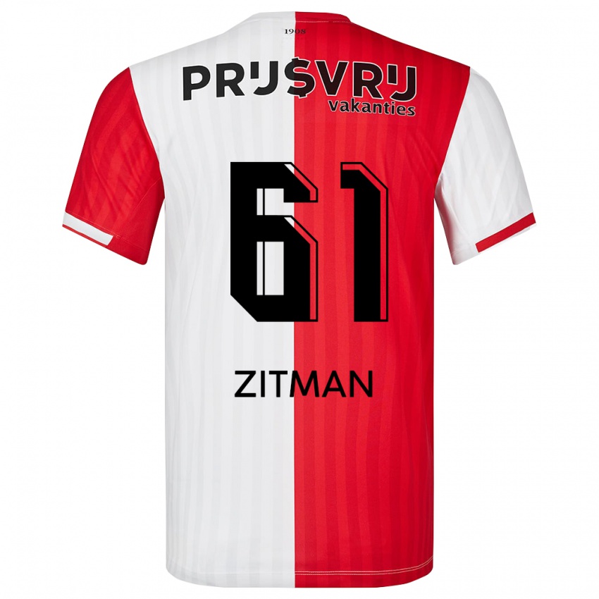 Homem Camisola Sven Zitman #61 Vermelho Branco Principal 2023/24 Camisa