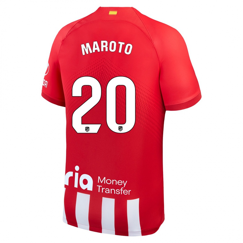 Homem Camisola Mario Maroto #20 Vermelho Branco Principal 2023/24 Camisa
