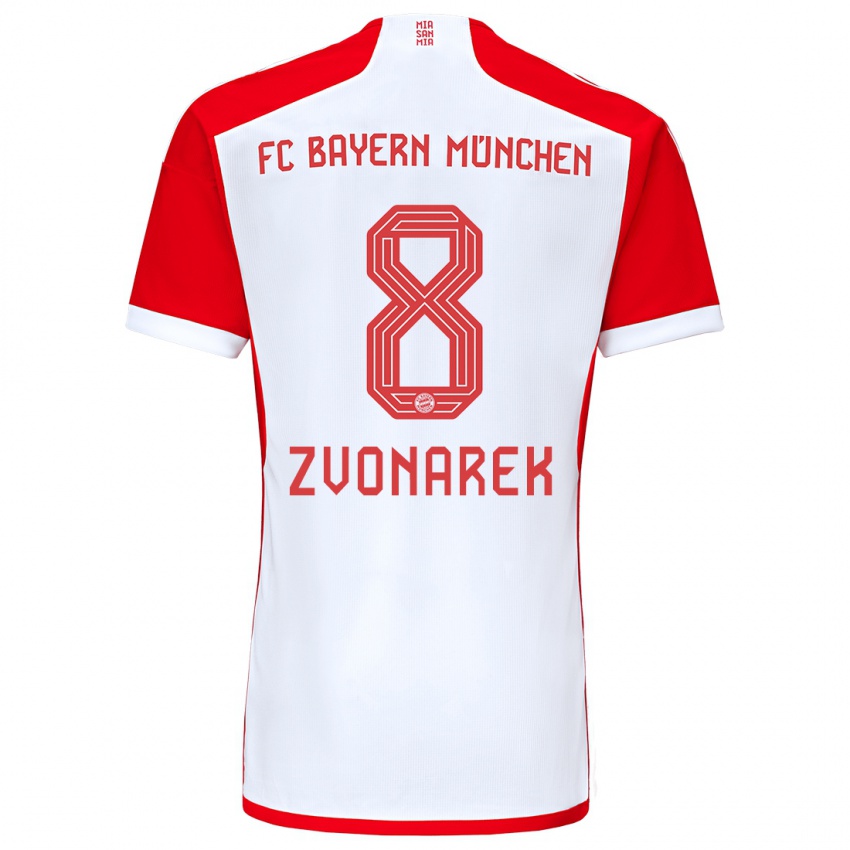 Homem Camisola Lovro Zvonarek #8 Vermelho Branco Principal 2023/24 Camisa