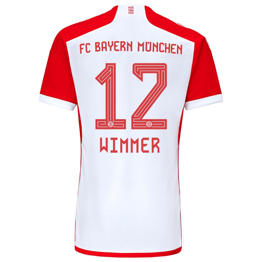 Homem Camisola Benedikt Wimmer #12 Vermelho Branco Principal 2023/24 Camisa