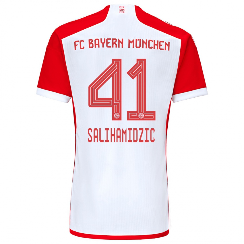Homem Camisola Nick Salihamidzic #41 Vermelho Branco Principal 2023/24 Camisa