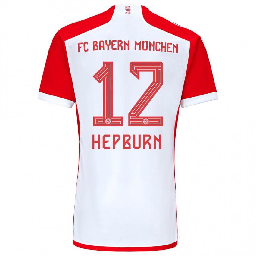 Homem Camisola Barry Hepburn #12 Vermelho Branco Principal 2023/24 Camisa