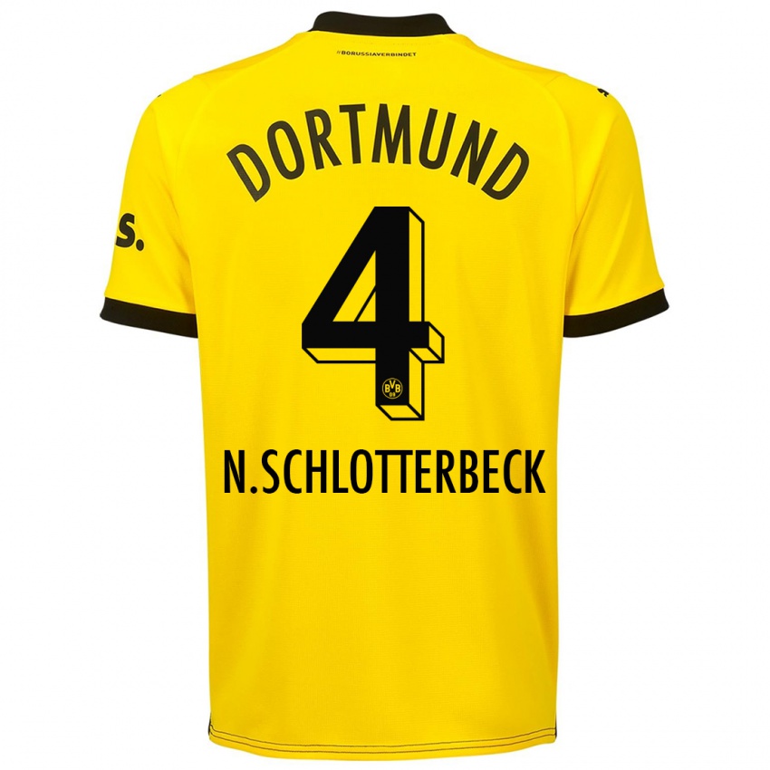 Homem Camisola Nico Schlotterbeck #4 Amarelo Principal 2023/24 Camisa