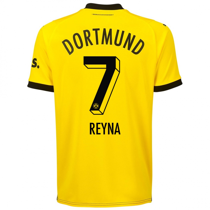Homem Camisola Giovanni Reyna #7 Amarelo Principal 2023/24 Camisa