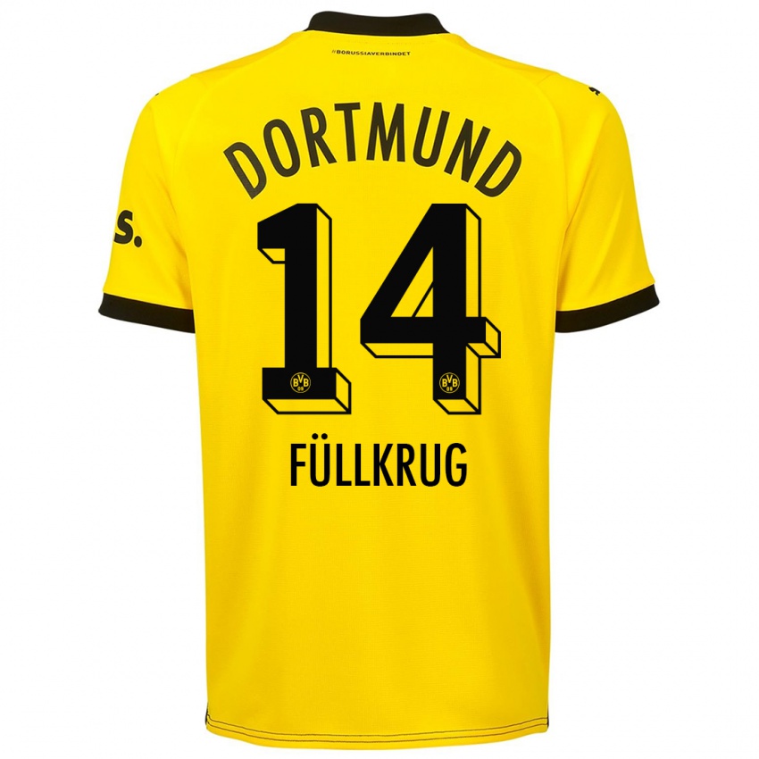 Homem Camisola Niclas Füllkrug #14 Amarelo Principal 2023/24 Camisa