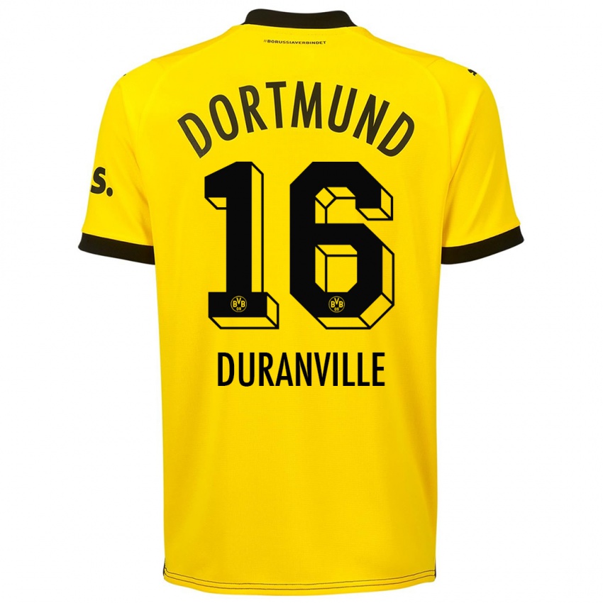 Homem Camisola Julien Duranville #16 Amarelo Principal 2023/24 Camisa