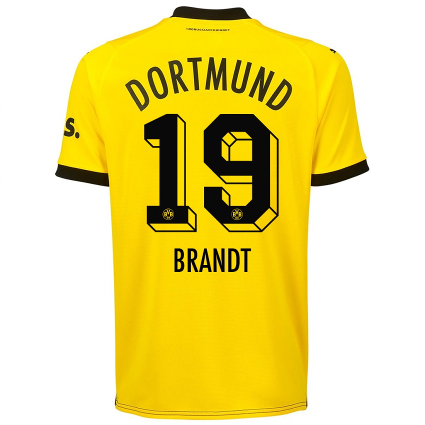 Homem Camisola Julian Brandt #19 Amarelo Principal 2023/24 Camisa