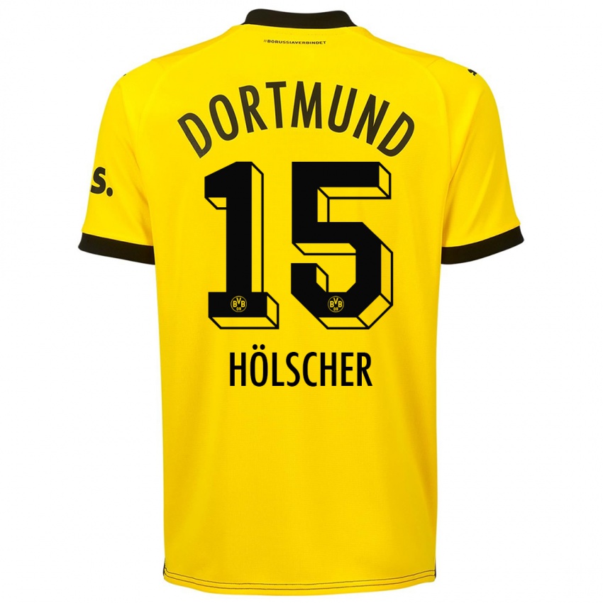 Homem Camisola Mats Hölscher #15 Amarelo Principal 2023/24 Camisa