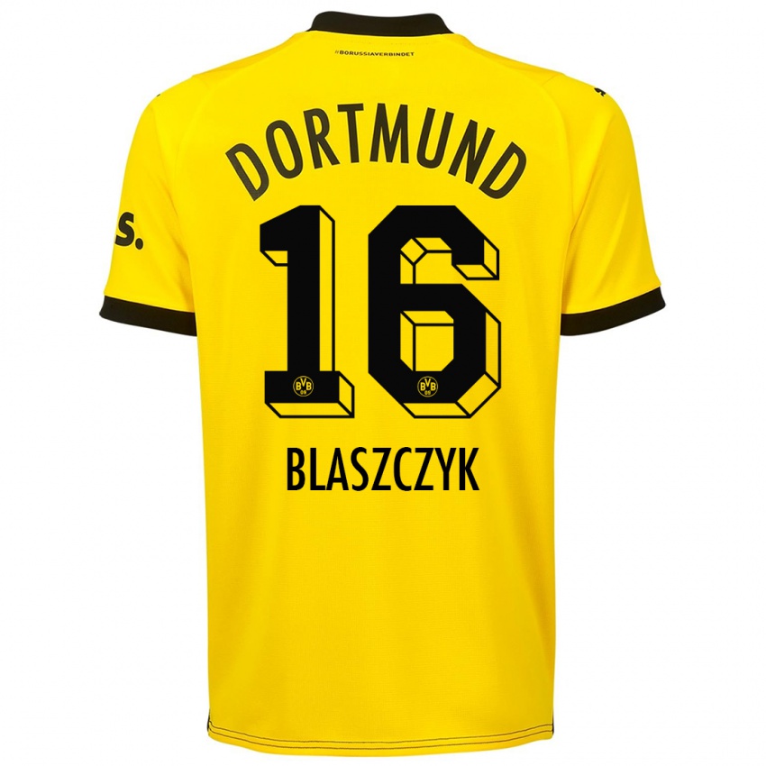 Homem Camisola Oliwer Blaszczyk #16 Amarelo Principal 2023/24 Camisa