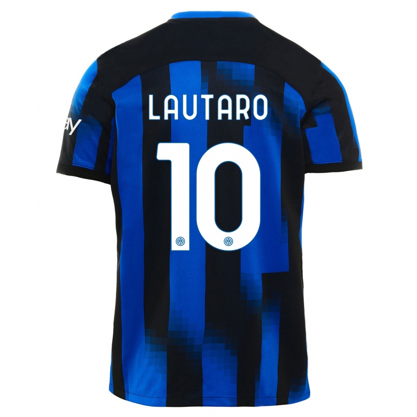 Homem Camisola Lautaro Martinez #10 Preto Azul Principal 2023/24 Camisa