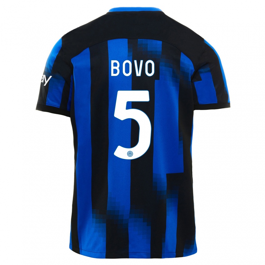 Homem Camisola Leonardo Bovo #5 Preto Azul Principal 2023/24 Camisa