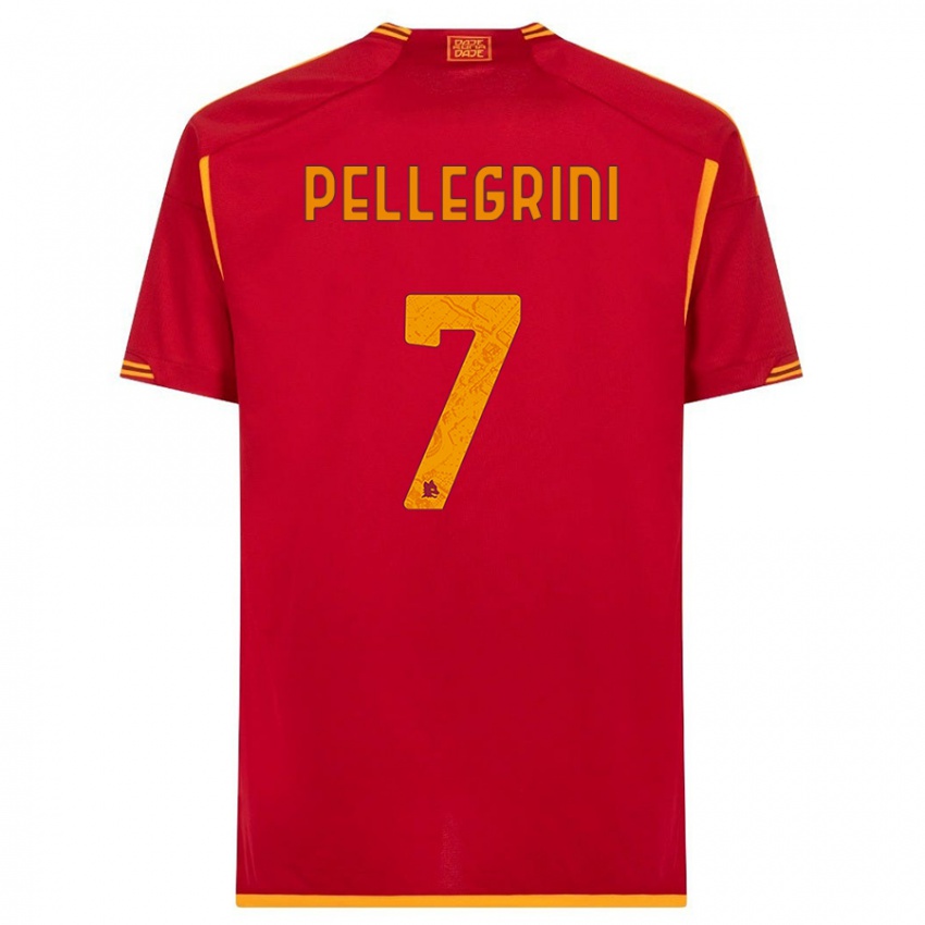 Homem Camisola Lorenzo Pellegrini #7 Vermelho Principal 2023/24 Camisa