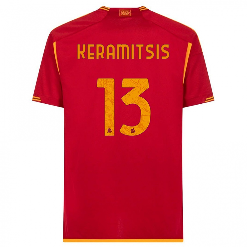 Homem Camisola Dimitrios Keramitsis #13 Vermelho Principal 2023/24 Camisa