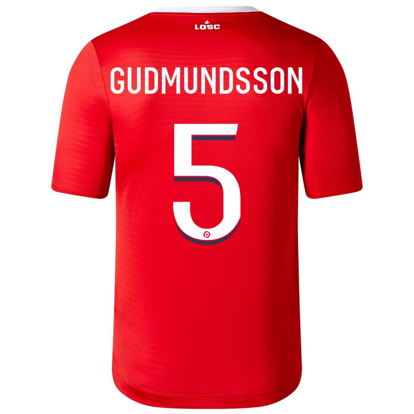 Homem Camisola Gabriel Gudmundsson #5 Vermelho Principal 2023/24 Camisa