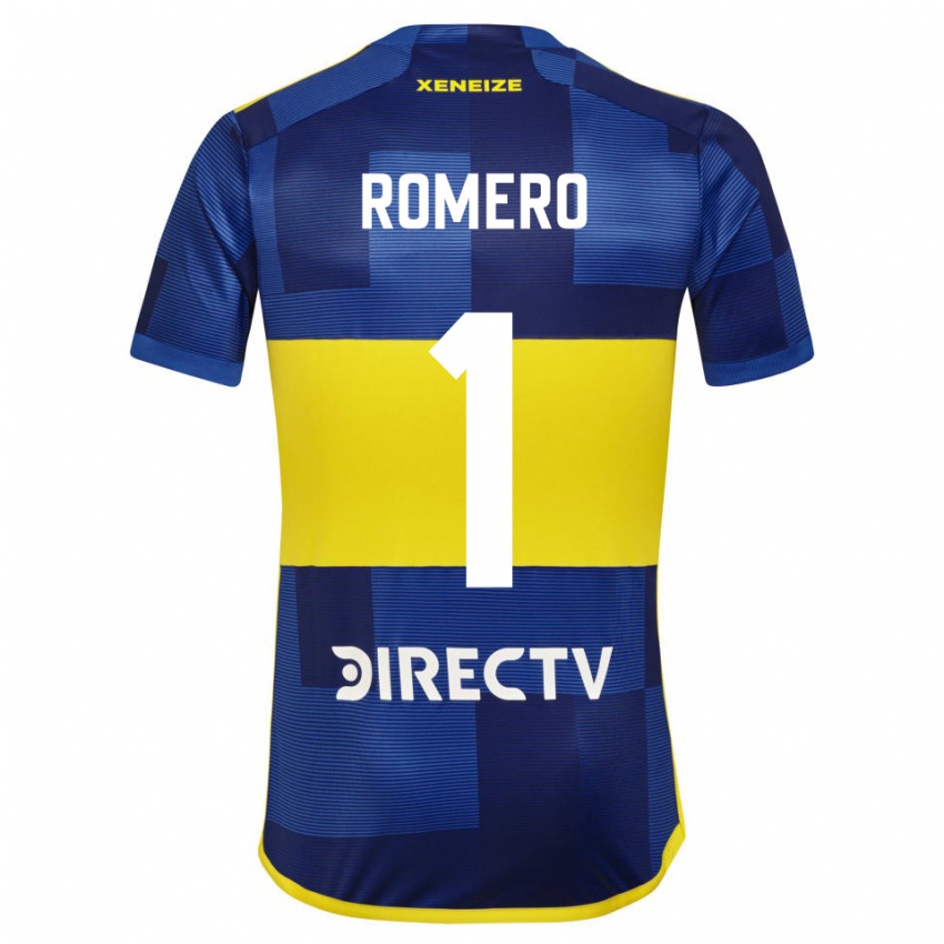 Homem Camisola Sergio Romero #1 Azul Escuro Amarelo Principal 2023/24 Camisa