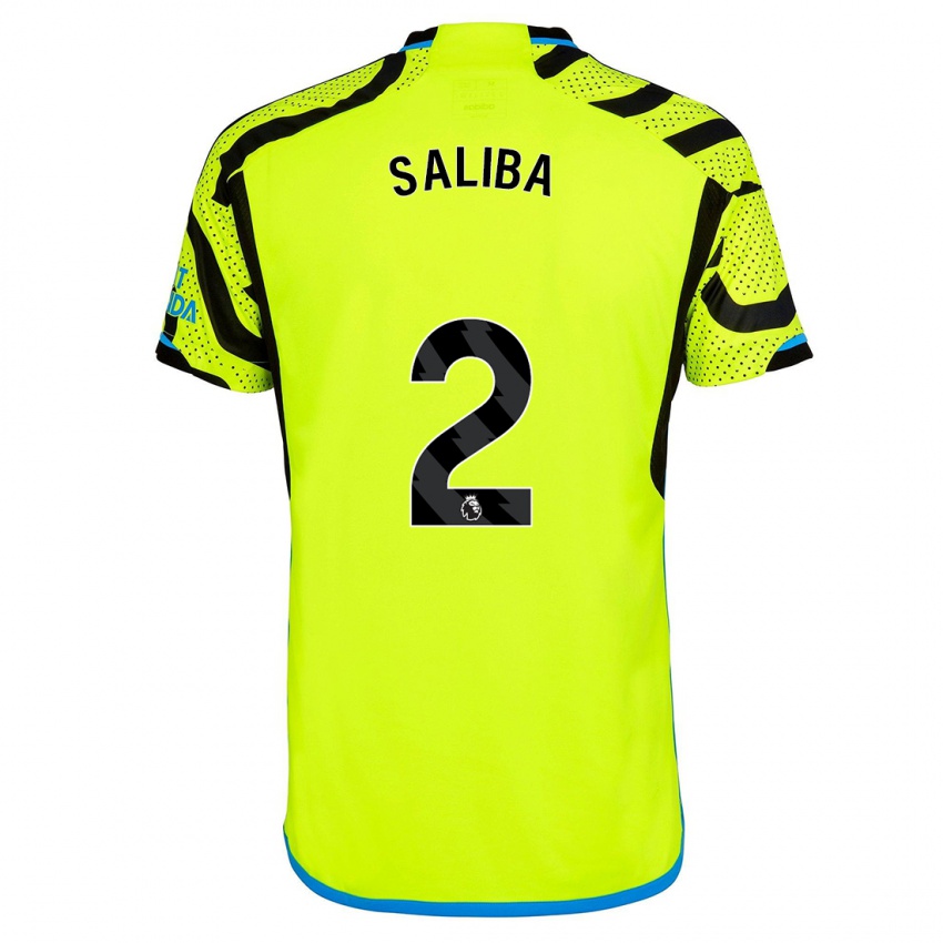 Homem Camisola William Saliba #2 Amarelo Alternativa 2023/24 Camisa