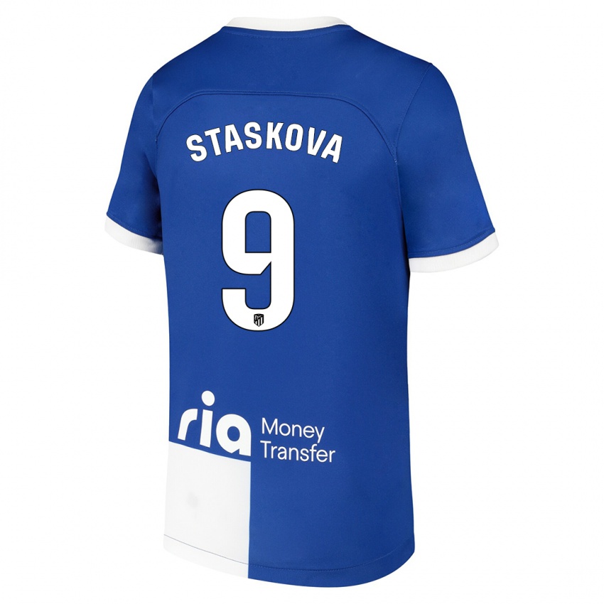 Homem Camisola Andrea Staskova #9 Branco Azulado Alternativa 2023/24 Camisa