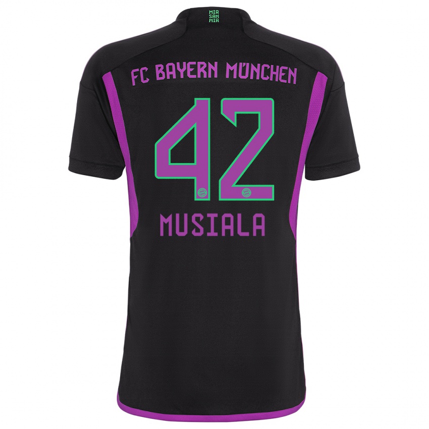 Homem Camisola Jamal Musiala #42 Preto Alternativa 2023/24 Camisa