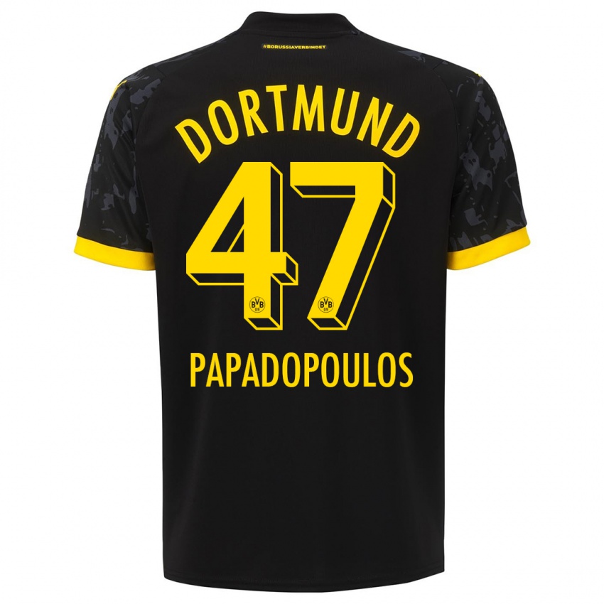 Homem Camisola Antonios Papadopoulos #47 Preto Alternativa 2023/24 Camisa