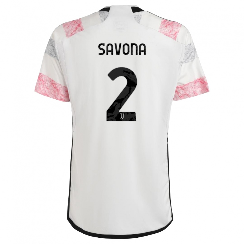 Homem Camisola Nicolo Savona #2 Branco Rosa Alternativa 2023/24 Camisa
