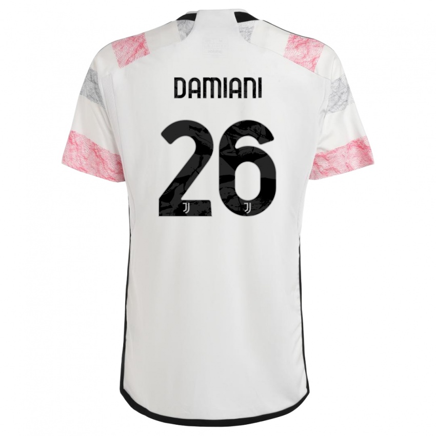Homem Camisola Samuele Damiani #26 Branco Rosa Alternativa 2023/24 Camisa