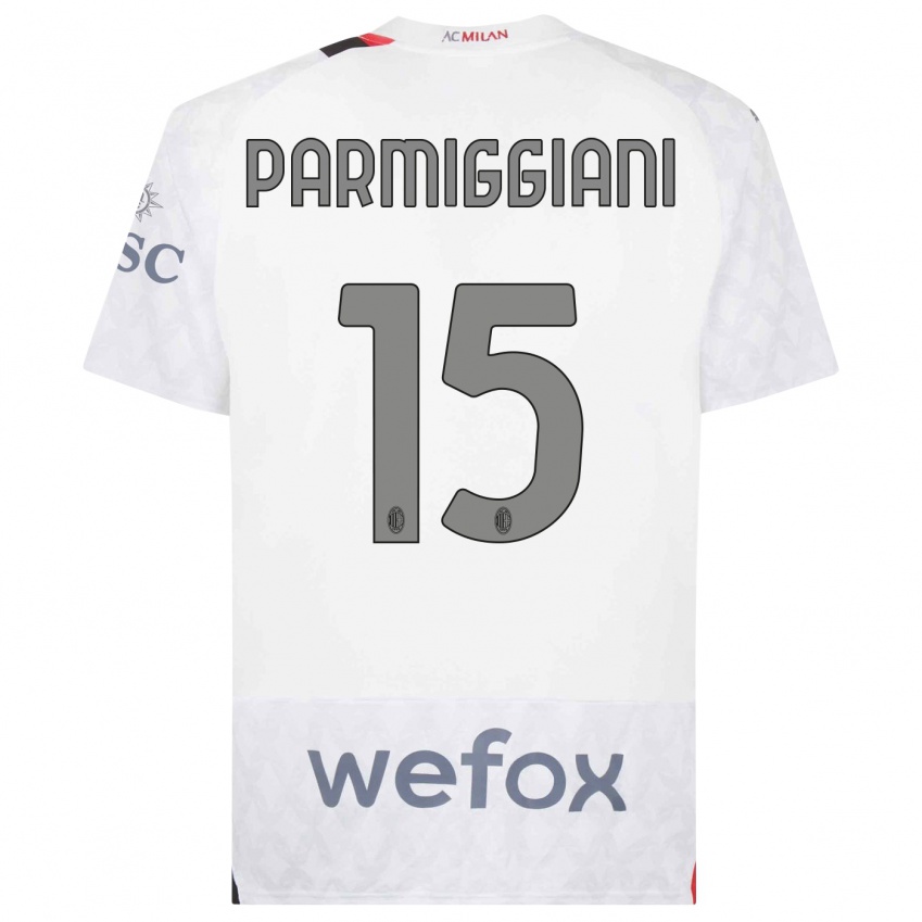 Homem Camisola Pietro Parmiggiani #15 Branco Alternativa 2023/24 Camisa