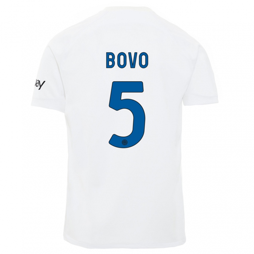 Homem Camisola Leonardo Bovo #5 Branco Alternativa 2023/24 Camisa