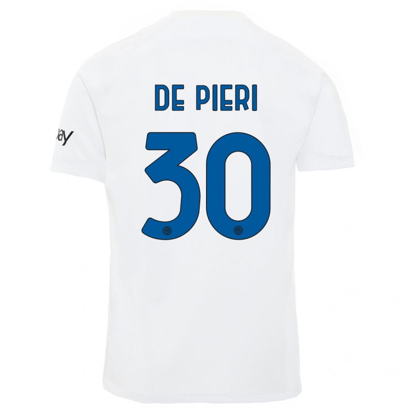 Homem Camisola Giacomo De Pieri #30 Branco Alternativa 2023/24 Camisa
