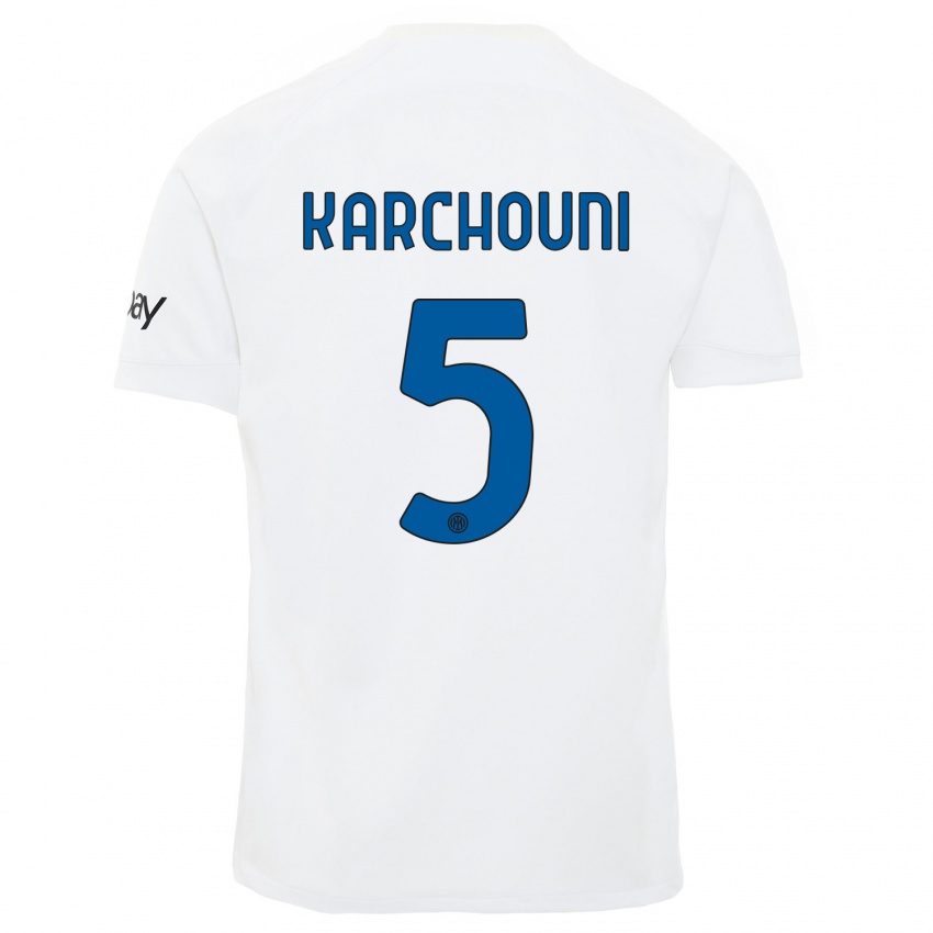 Homem Camisola Ghoutia Karchouni #5 Branco Alternativa 2023/24 Camisa