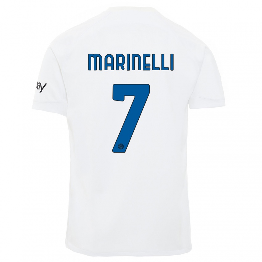 Homem Camisola Gloria Marinelli #7 Branco Alternativa 2023/24 Camisa