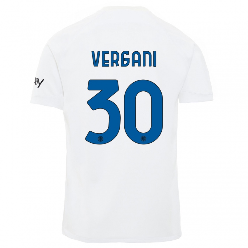 Homem Camisola Bianca Vergani #30 Branco Alternativa 2023/24 Camisa