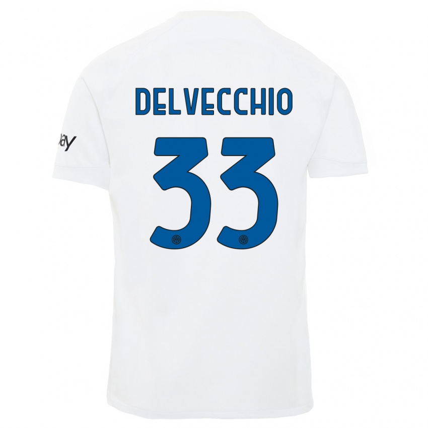 Homem Camisola Gabriele Delvecchio #33 Branco Alternativa 2023/24 Camisa