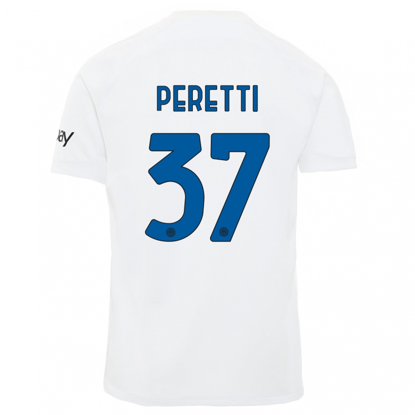 Homem Camisola Lorenzo Peretti #37 Branco Alternativa 2023/24 Camisa