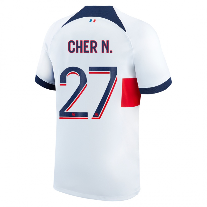 Homem Camisola Cher Ndour #27 Branco Alternativa 2023/24 Camisa
