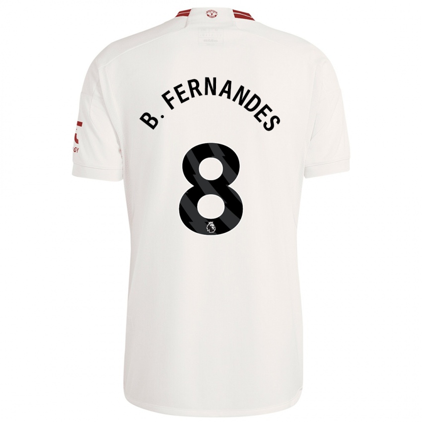 Homem Camisola Bruno Fernandes #8 Branco Terceiro 2023/24 Camisa
