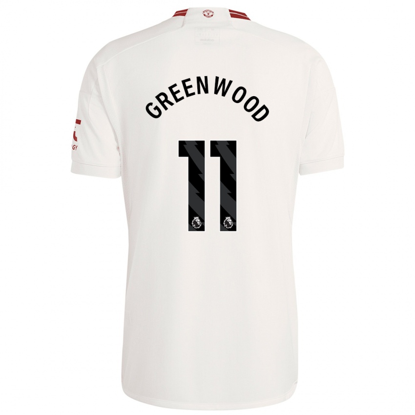Homem Camisola Mason Greenwood #11 Branco Terceiro 2023/24 Camisa