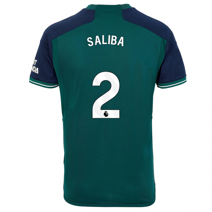 Homem Camisola William Saliba #2 Verde Terceiro 2023/24 Camisa