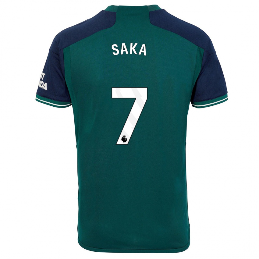 Homem Camisola Bukayo Saka #7 Verde Terceiro 2023/24 Camisa