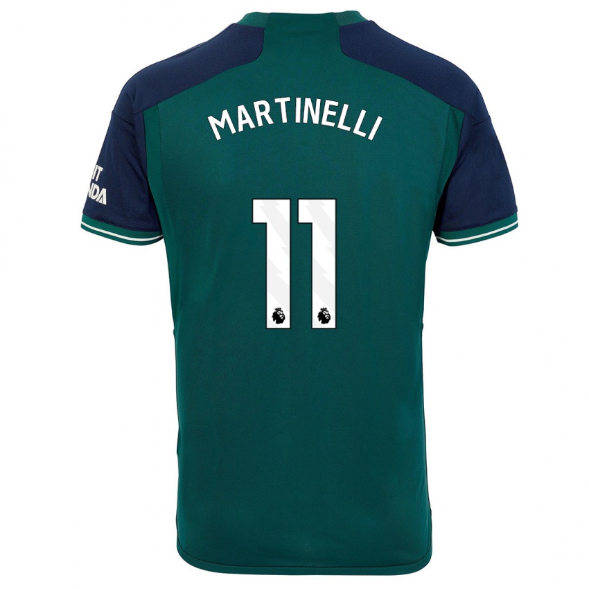 Homem Camisola Gabriel Martinelli #11 Verde Terceiro 2023/24 Camisa