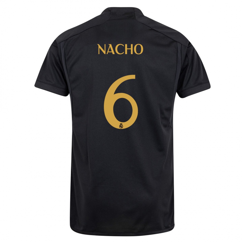 Homem Camisola Nacho Fernandez #6 Preto Terceiro 2023/24 Camisa
