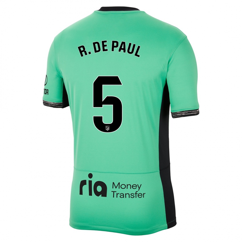 Homem Camisola Rodrigo De Paul #5 Primavera Verde Terceiro 2023/24 Camisa