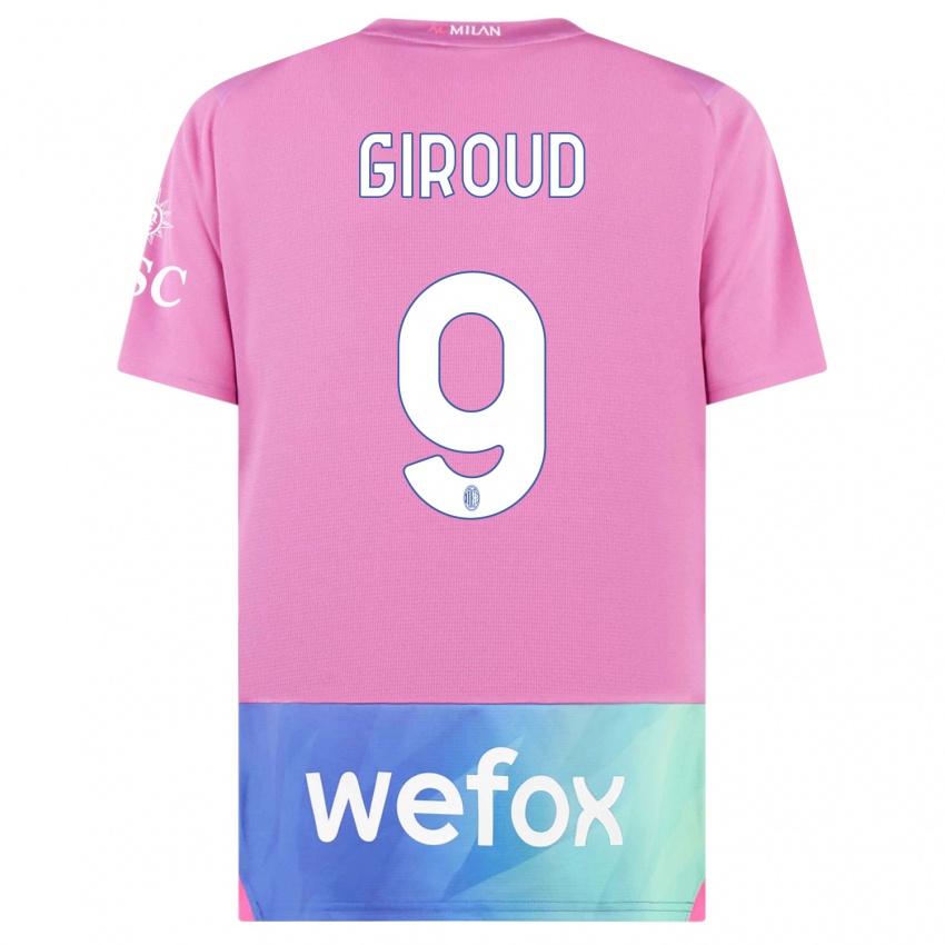 Homem Camisola Olivier Giroud #9 Rosa Roxo Terceiro 2023/24 Camisa