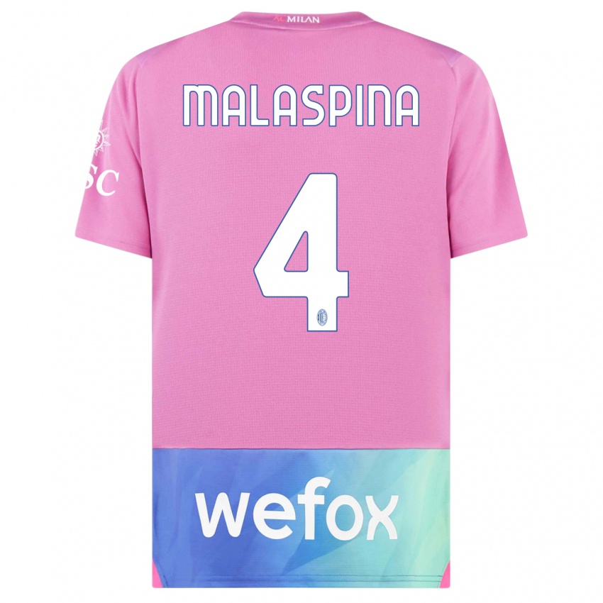 Homem Camisola Mattia Malaspina #4 Rosa Roxo Terceiro 2023/24 Camisa