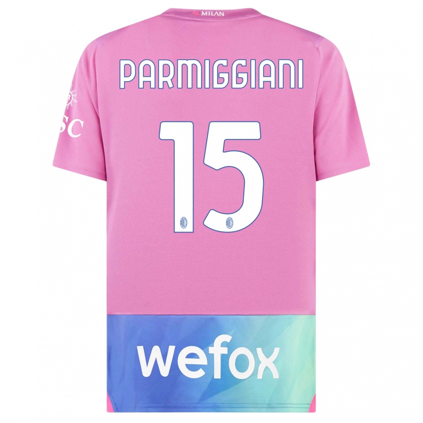 Homem Camisola Pietro Parmiggiani #15 Rosa Roxo Terceiro 2023/24 Camisa