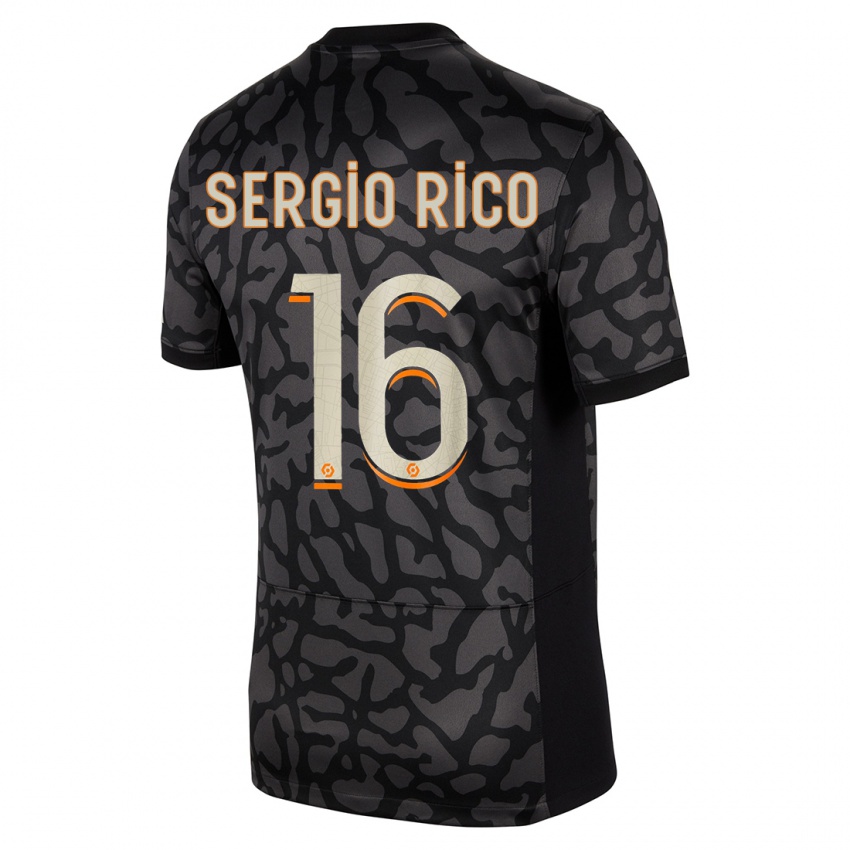Homem Camisola Sergio Rico #16 Preto Terceiro 2023/24 Camisa