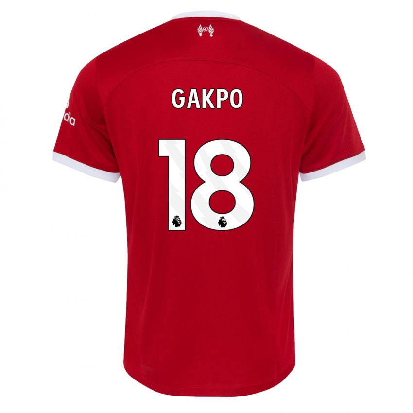 Mulher Camisola Cody Gakpo #18 Vermelho Principal 2023/24 Camisa