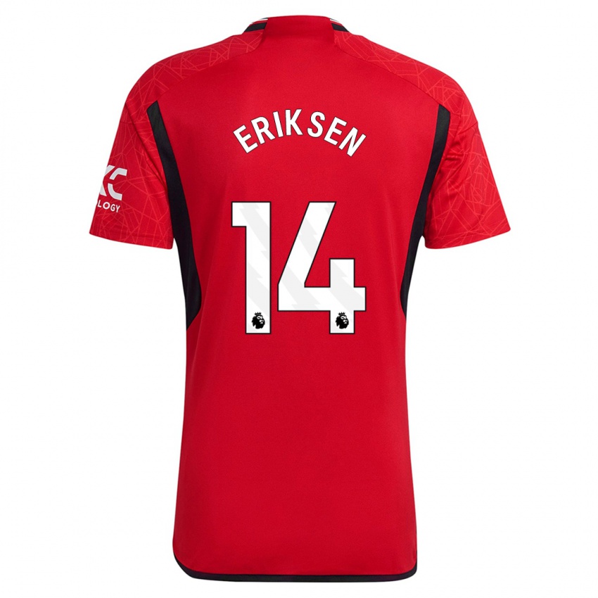 Mulher Camisola Christian Eriksen #14 Vermelho Principal 2023/24 Camisa