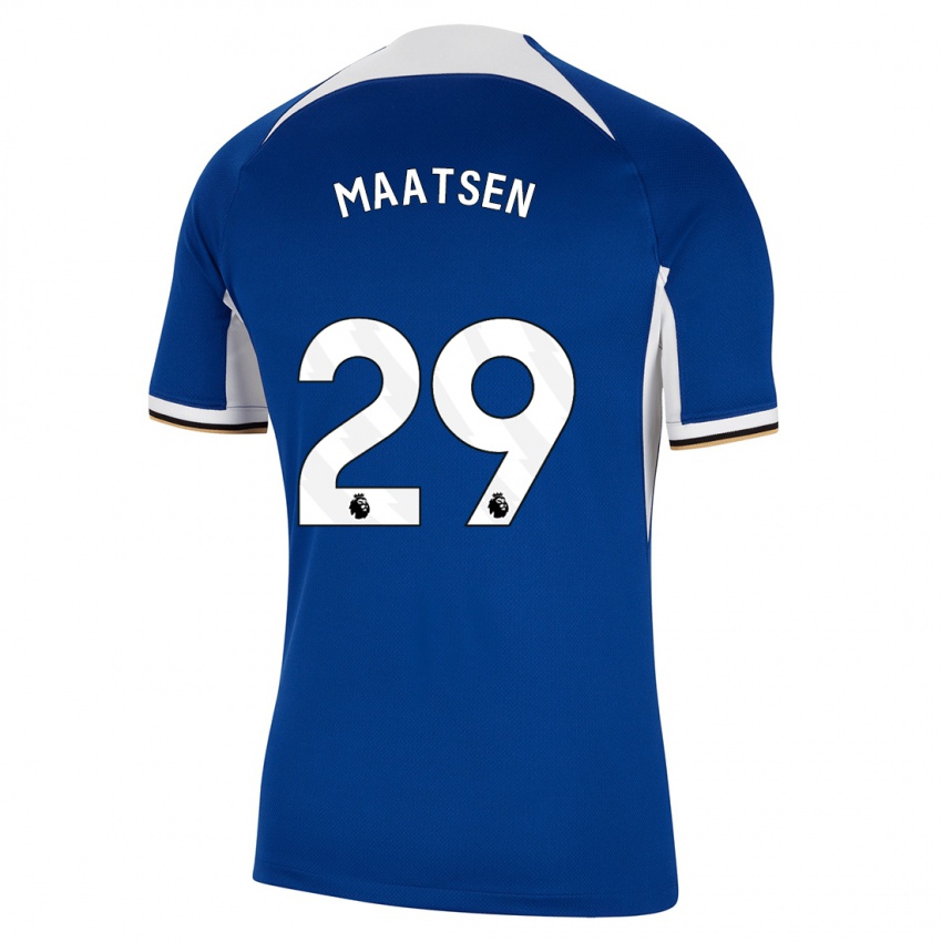 Mulher Camisola Ian Maatsen #29 Azul Principal 2023/24 Camisa